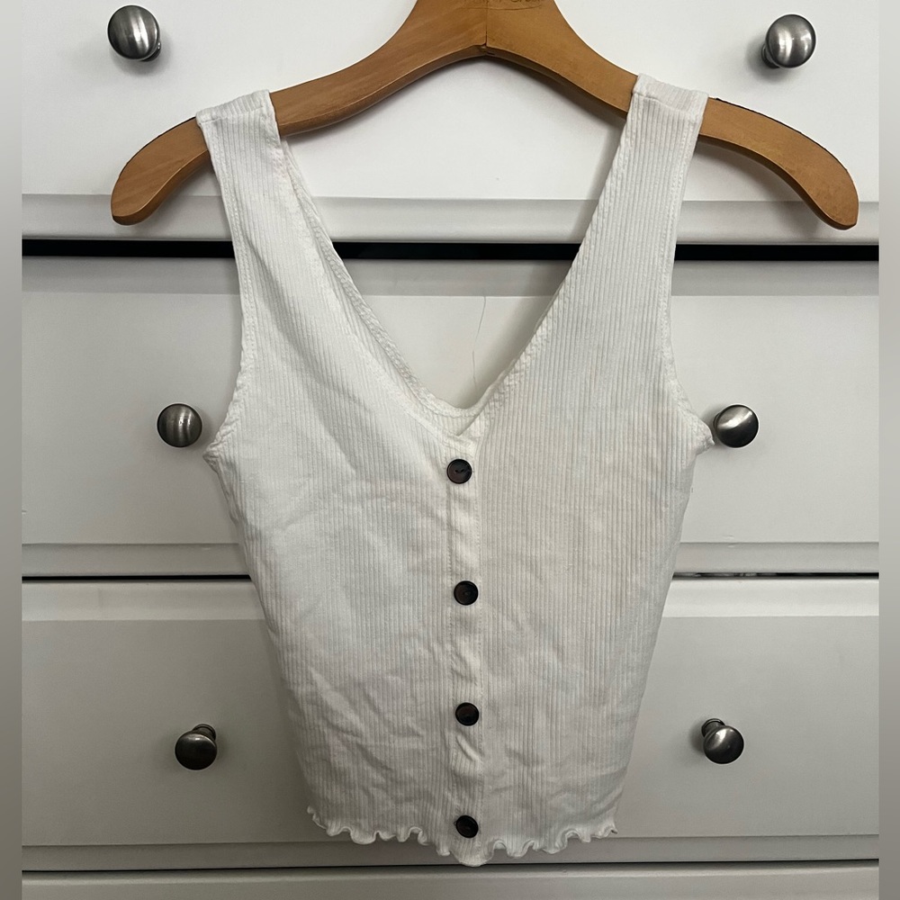 white button down tank